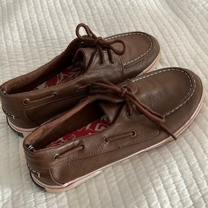 Boys Nautica Brown Leather Boat Shoes in US Size 5